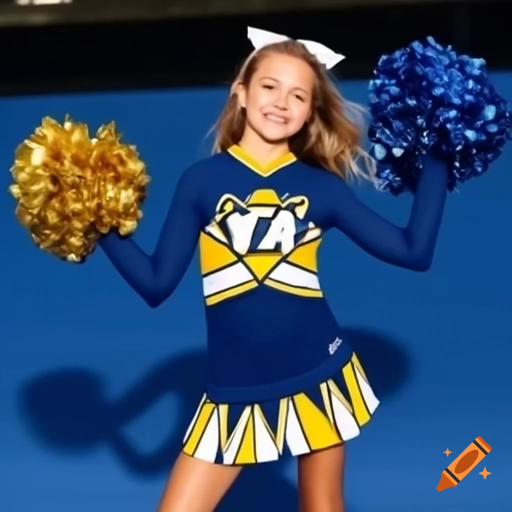 Cheerleading girl in jersey at Summit competition