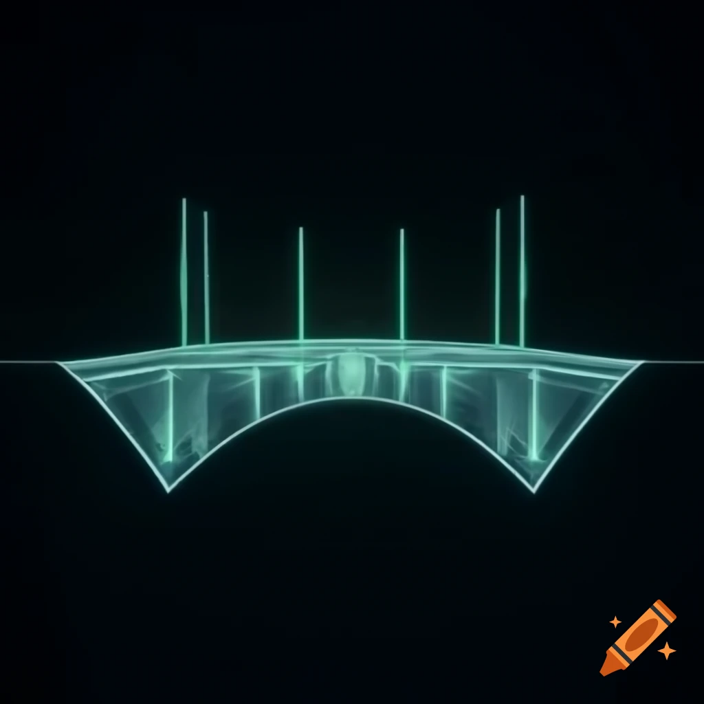 Floating bridge with art deco patterns and glowing edges on Craiyon