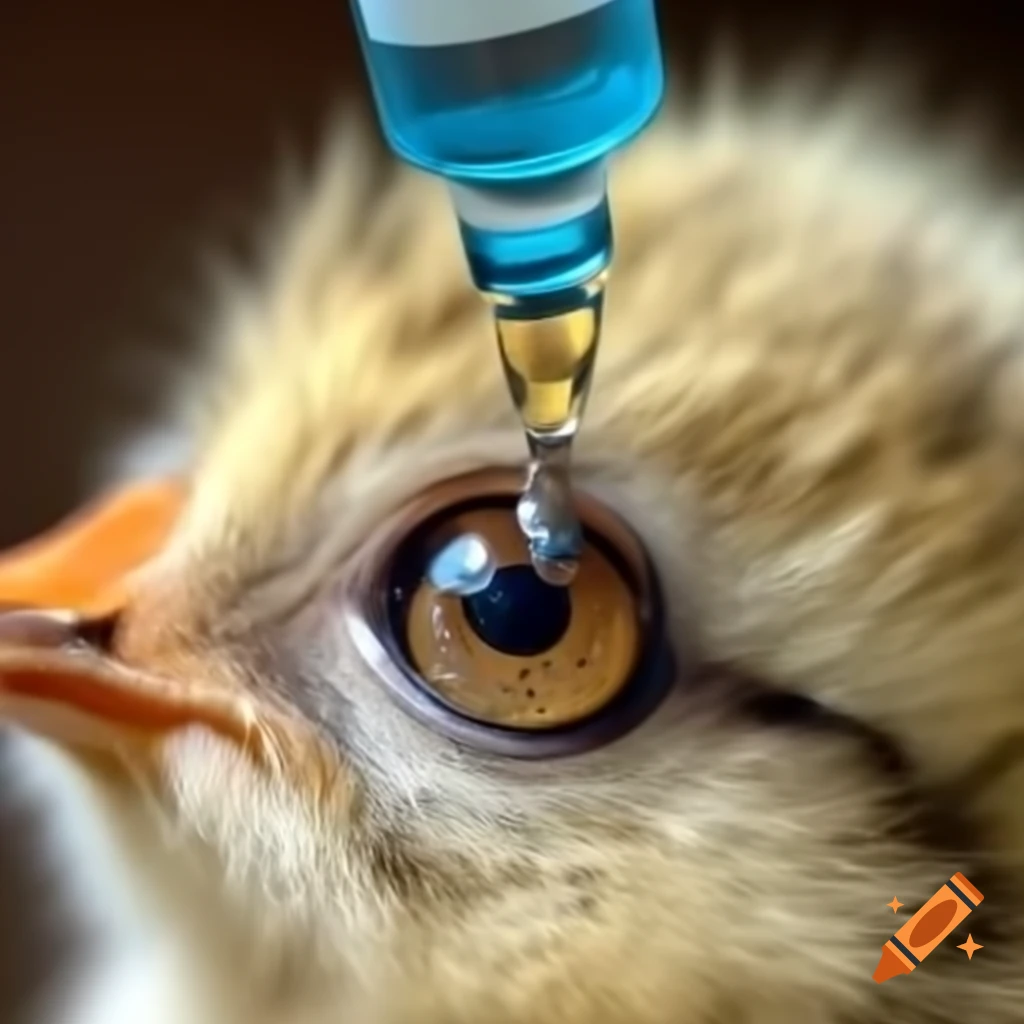 Vaccination eye drop being administered to a chick