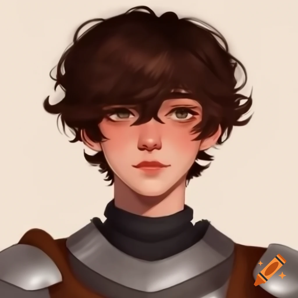 Fanart of young man in knight's armor with dark brown hair on Craiyon