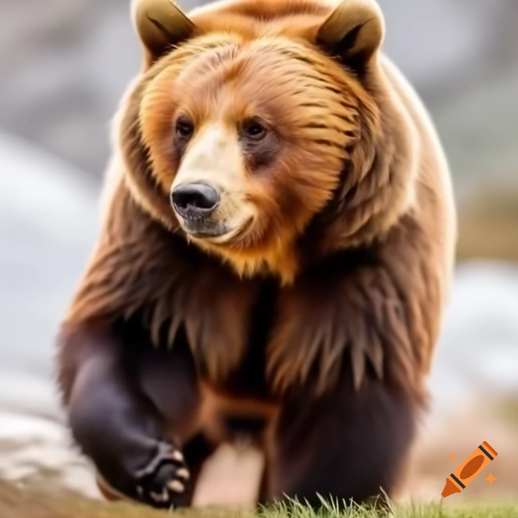 Giraffe with bear in realistic style, full body