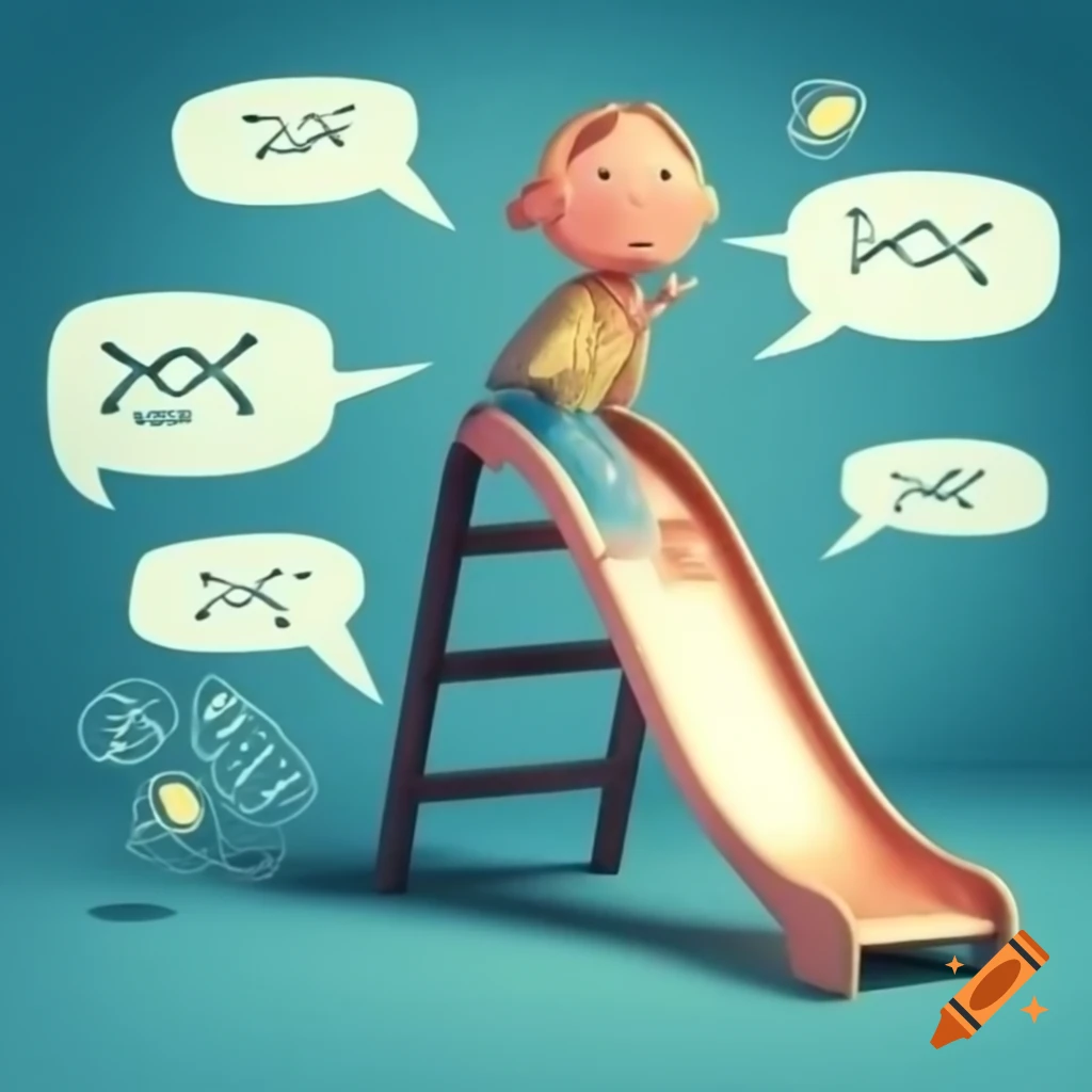 Slide featuring distressed toddler surrounded by speech bubbles expressing confusion