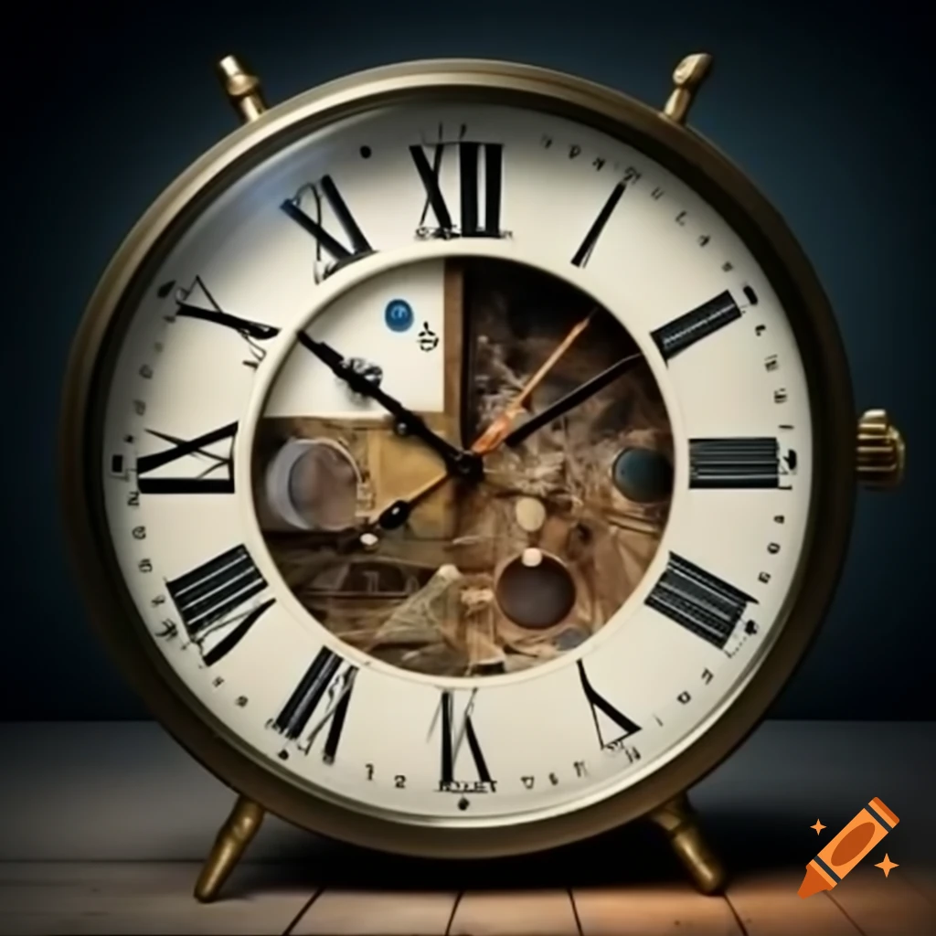 Clock illustrating the passage of time with representations of the four seasons