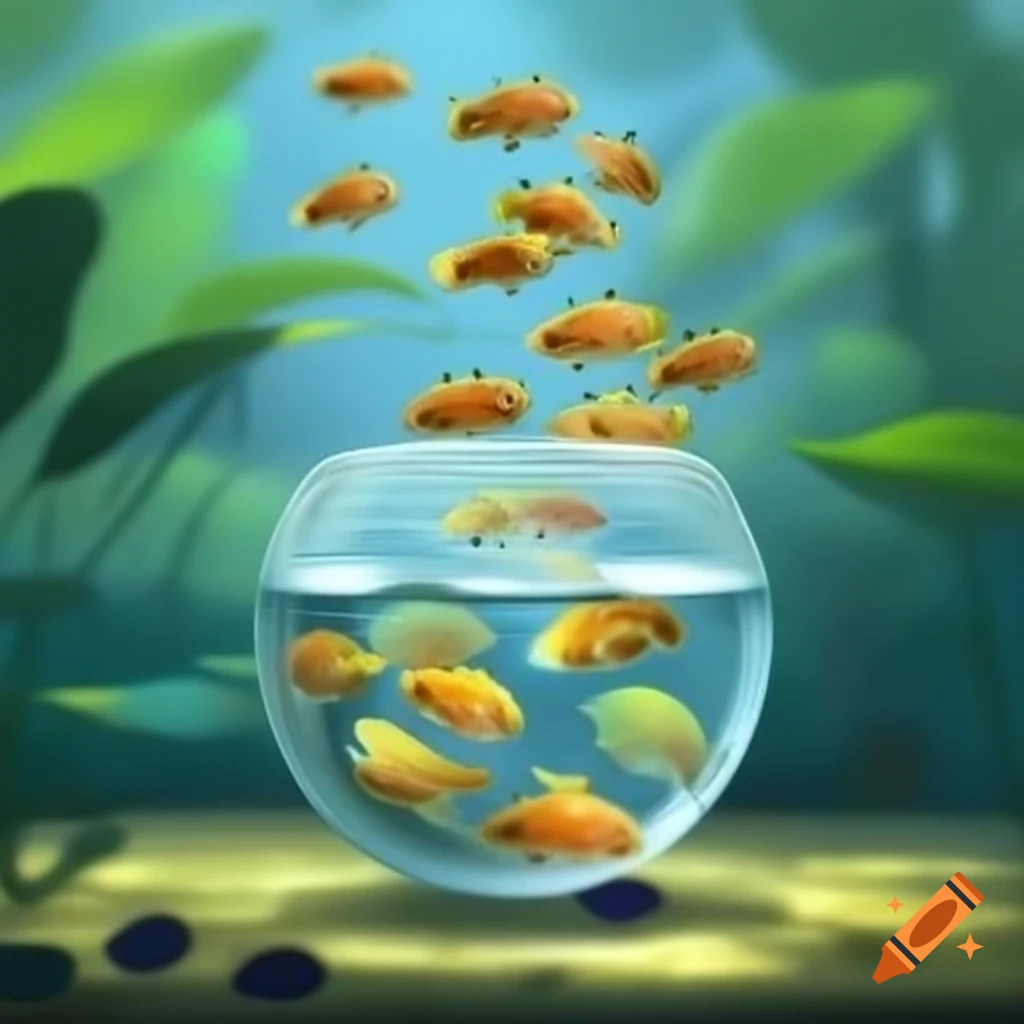 School of fish attempting to fit into a small fishbowl