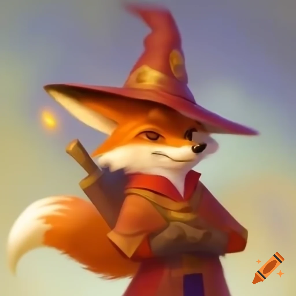 Round fox wizard character