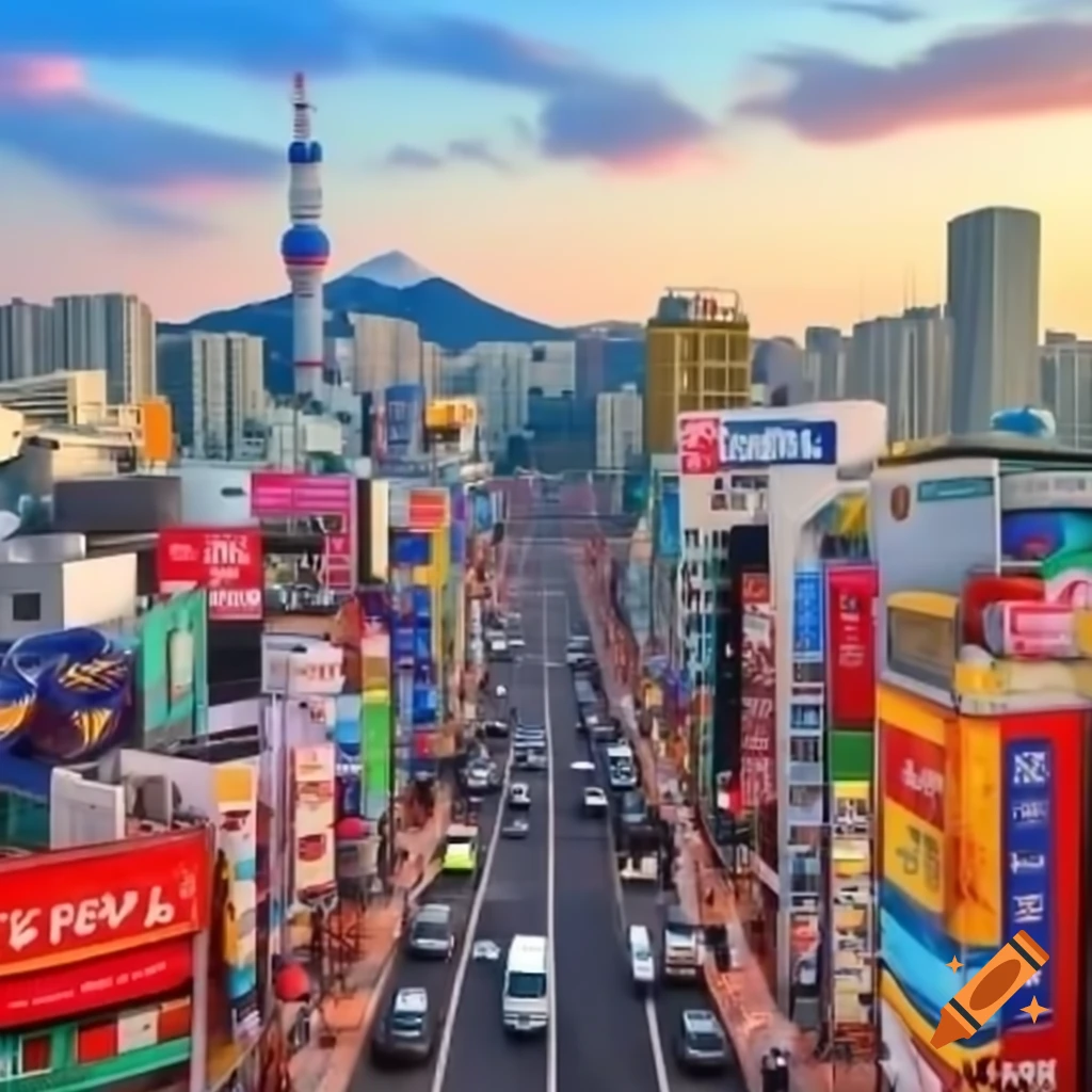 Vibrant cityscape of Seoul showcasing modern architecture and culture
