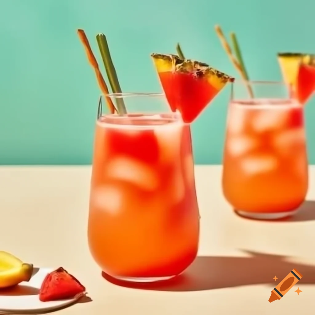 Pineapple Cooler mocktail with granadina garnish