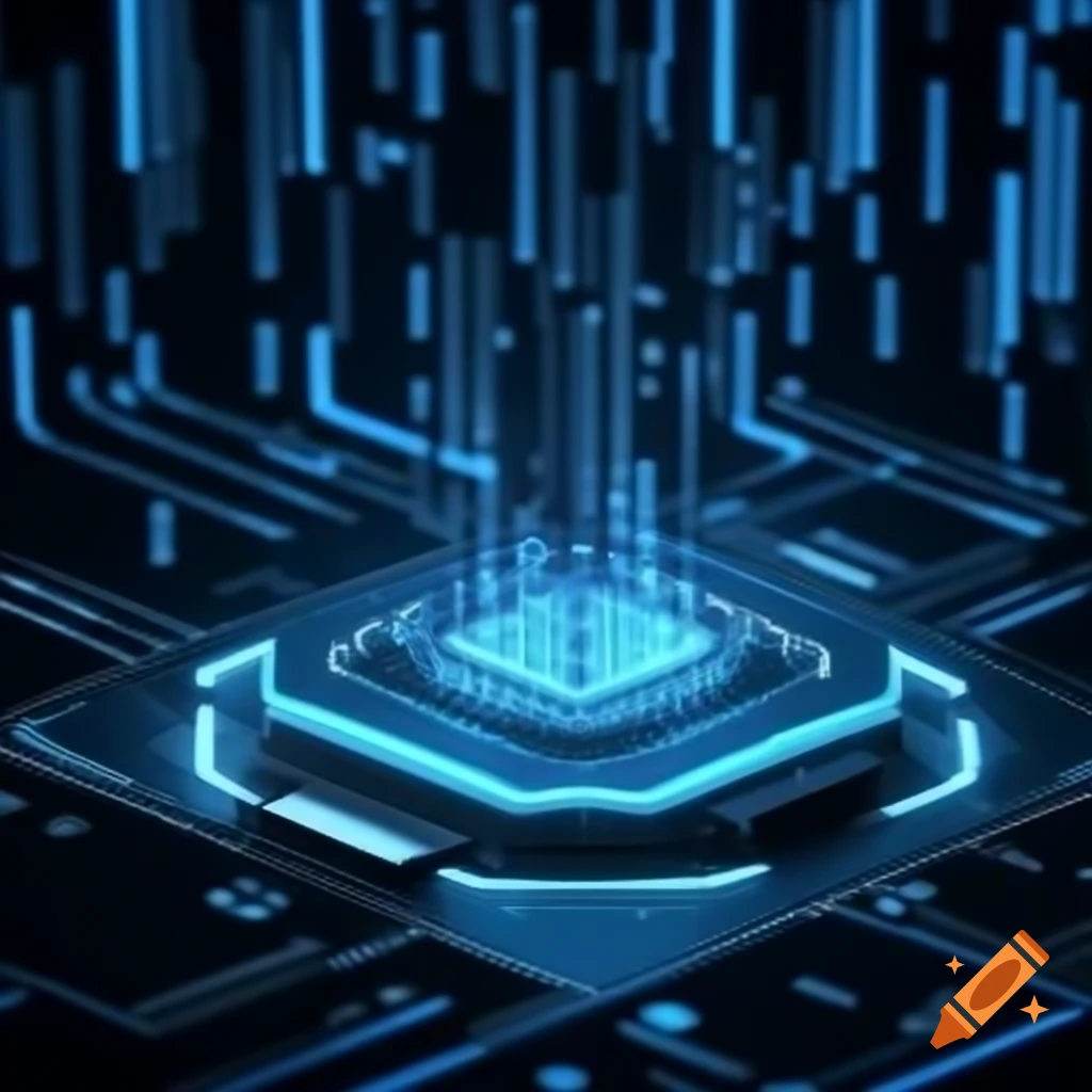 Futuristic programming and IoT themed blue matrix design
