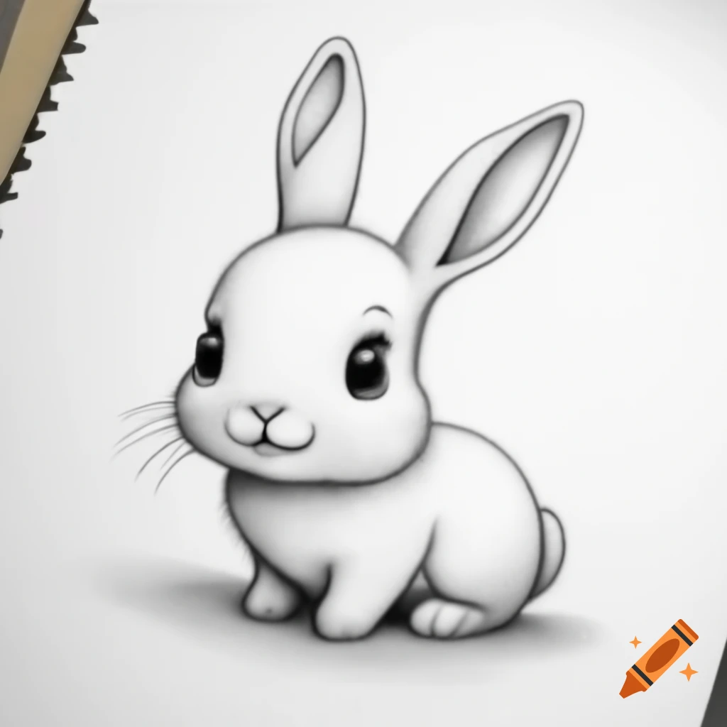 Cute rabbit pencil drawing