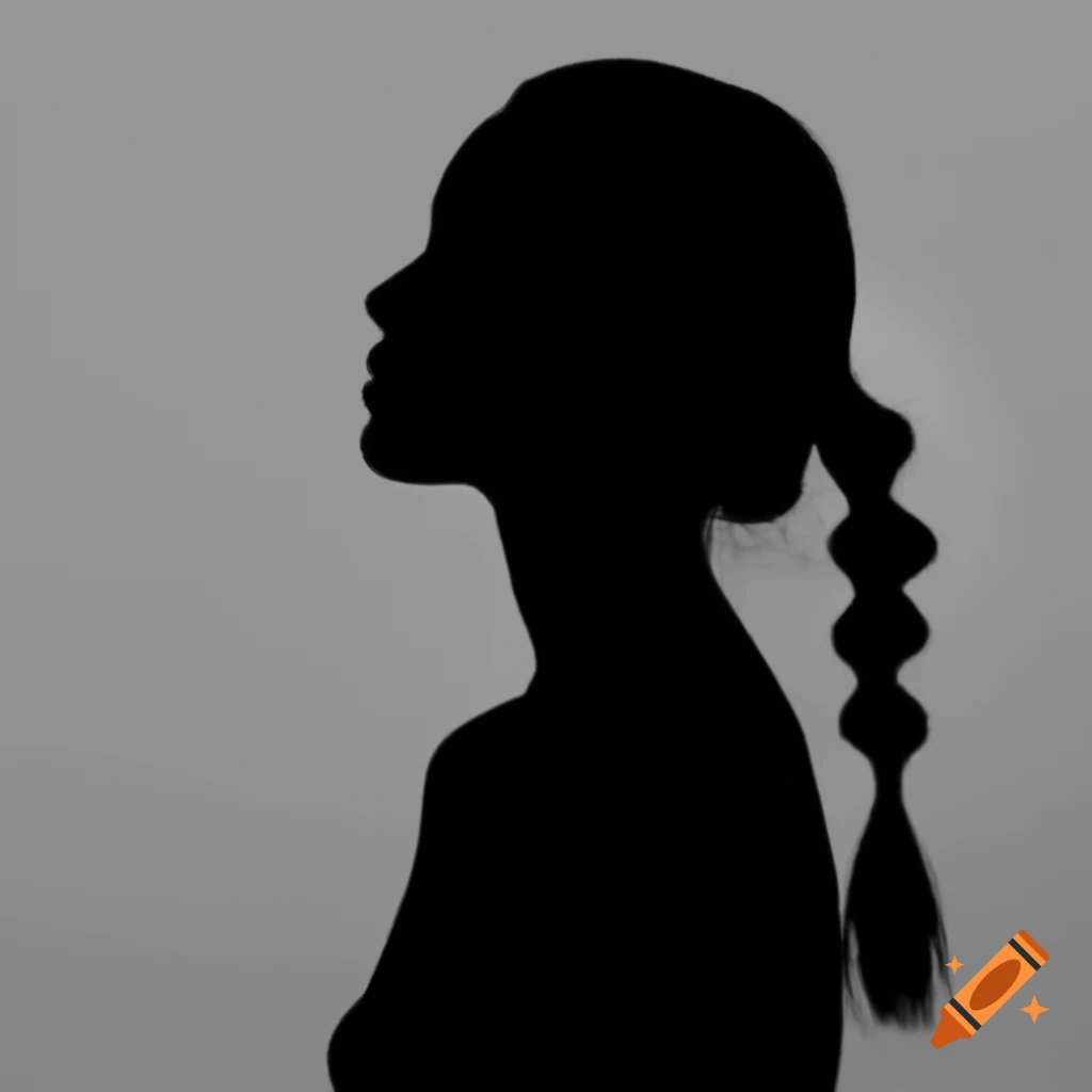 Silhouette of a standing woman with a ponytail