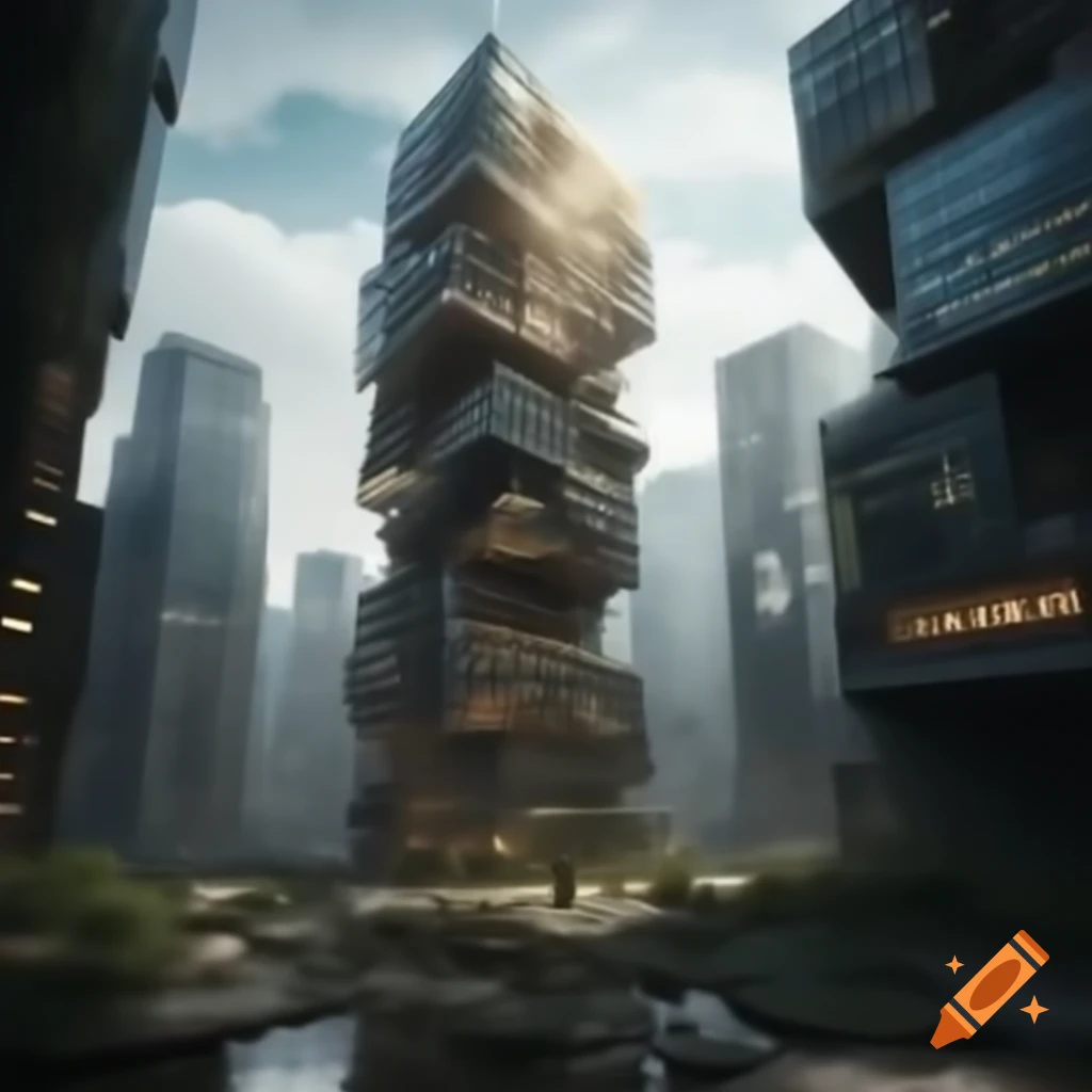 Futuristic buildings design representing the Age of AI