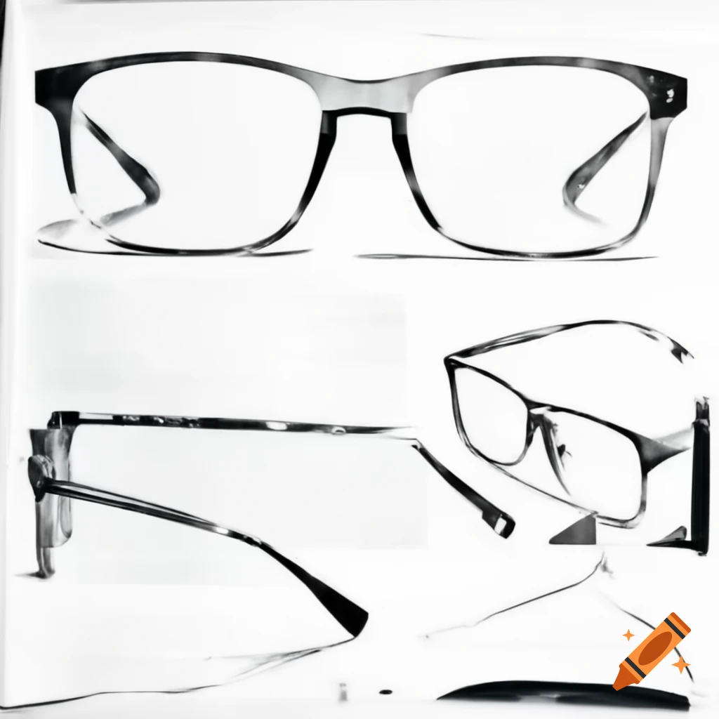 Prototype drawings of smart glasses from front and back views
