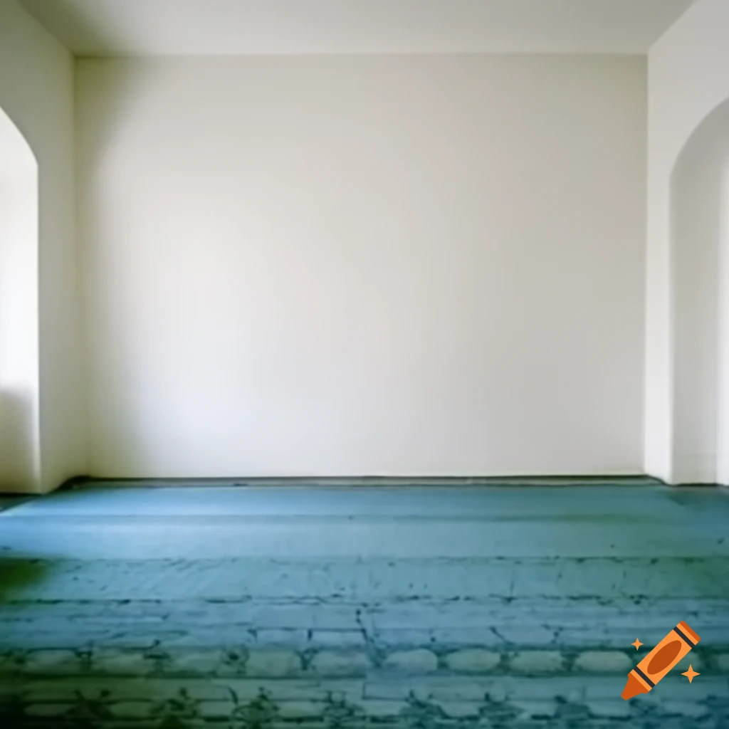 White wall with traditional blue-green Iranian carpet