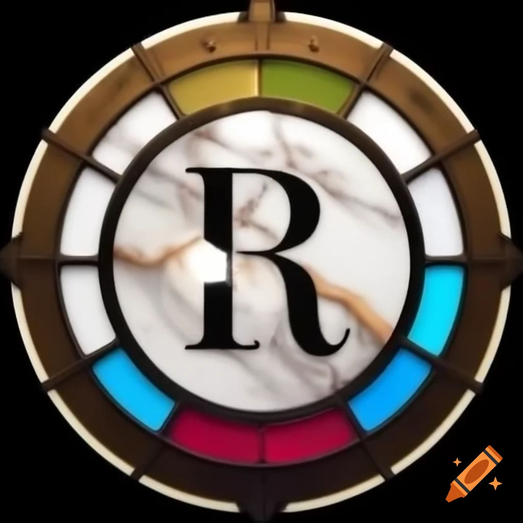 Round logo featuring marble design and steampunk colors with H J P ...