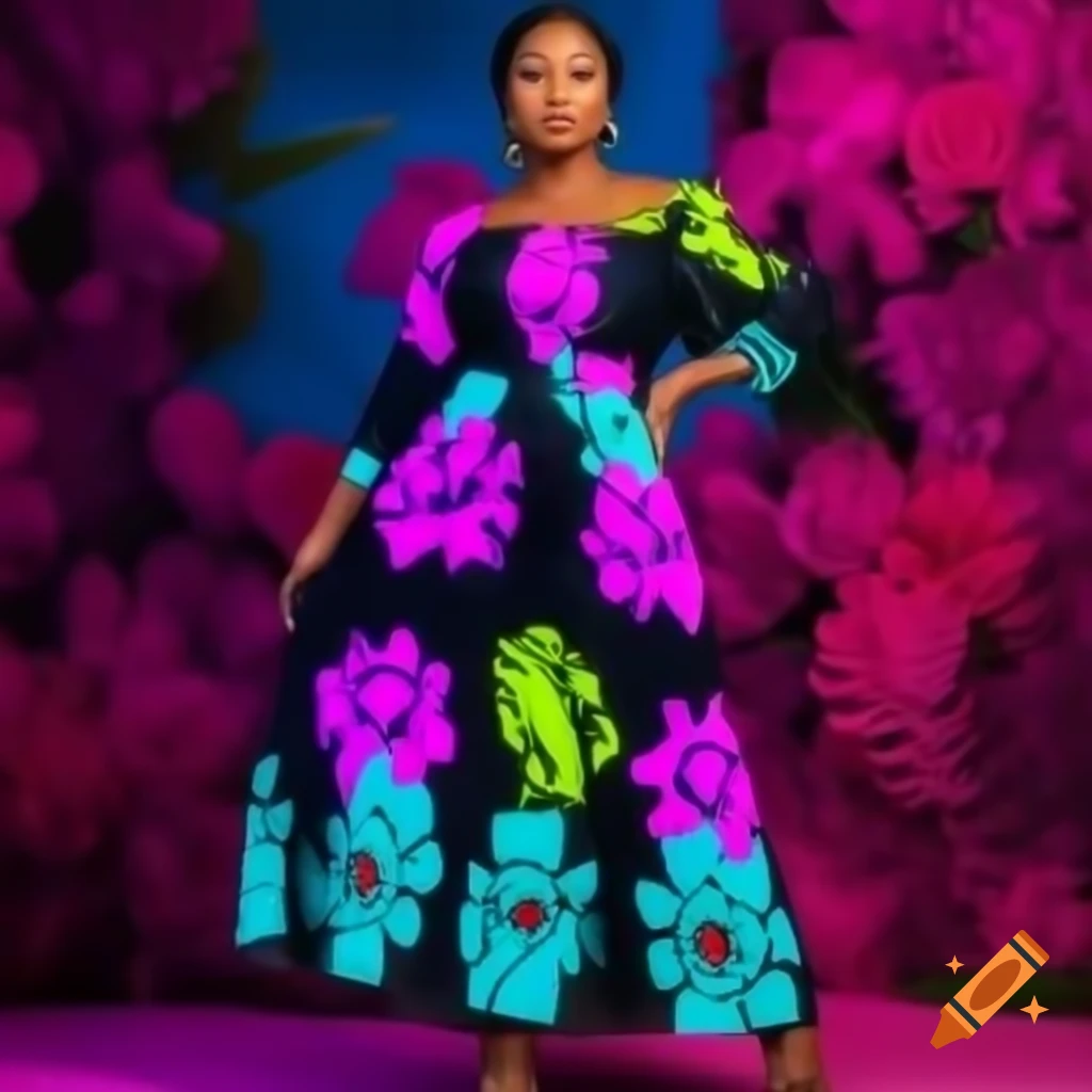 Flower patterned neon fabric for summer dress