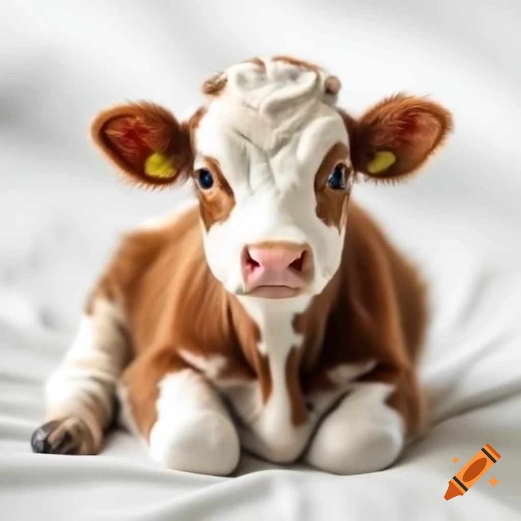 Baby cow with white background