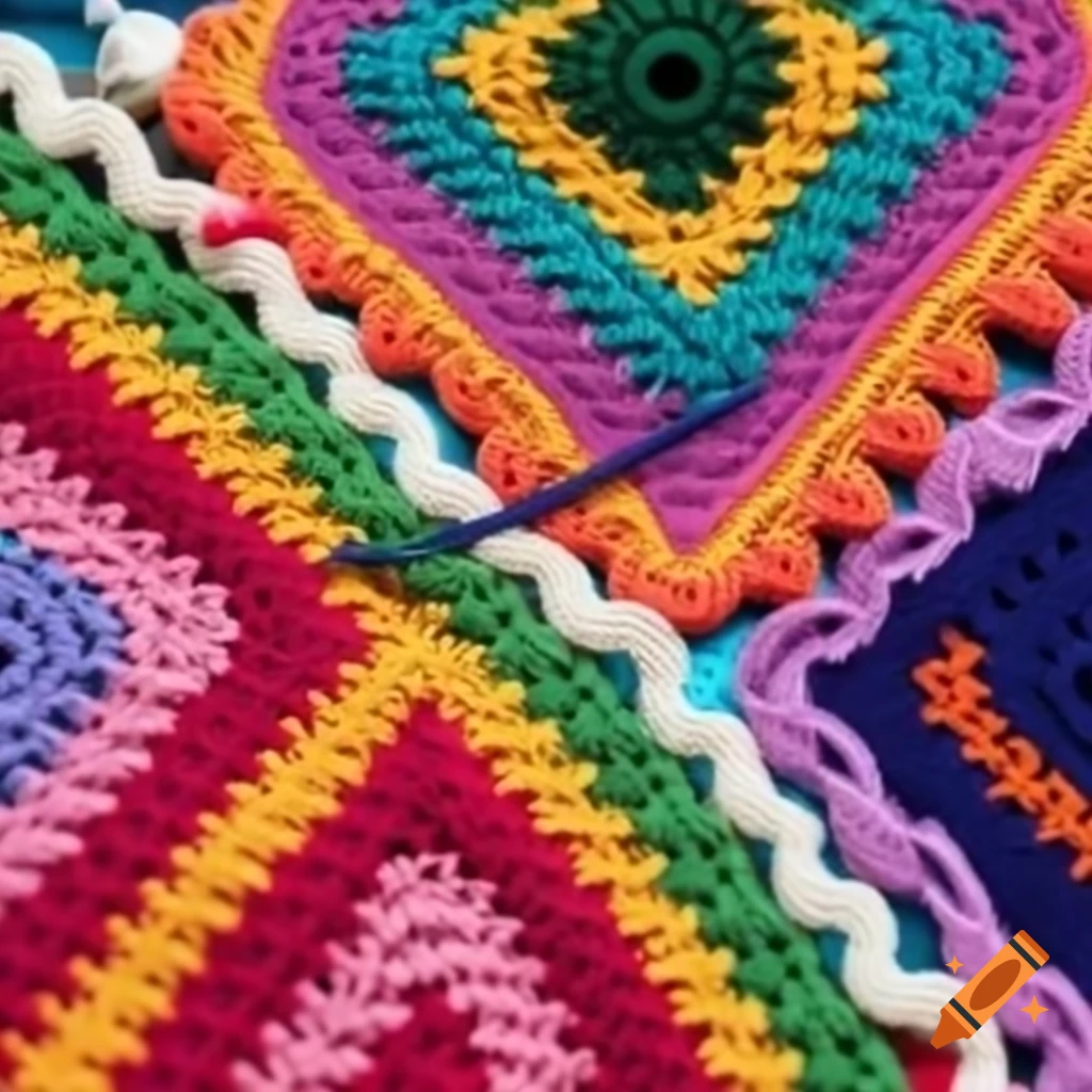 Crochet clothing items displayed aesthetically