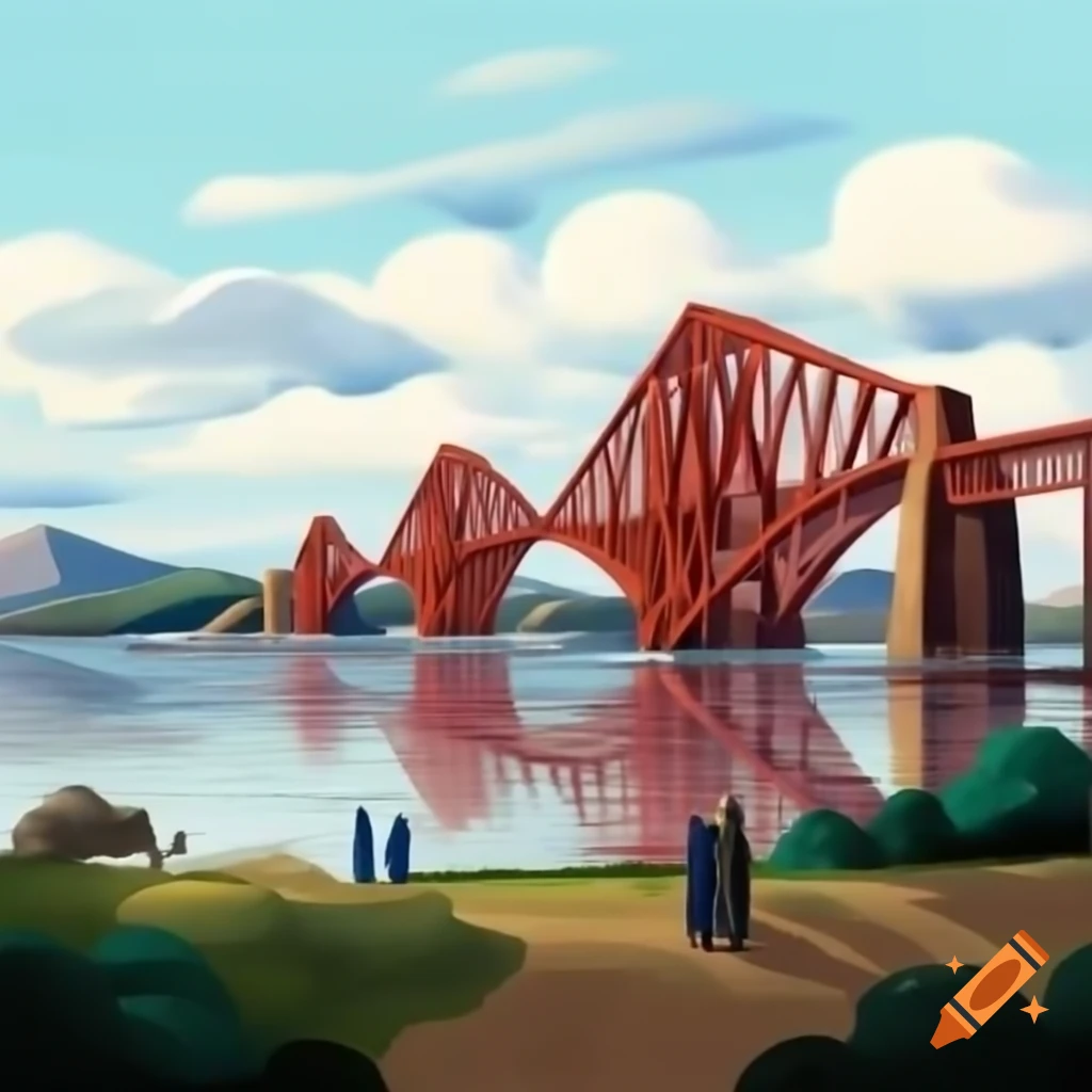 Historic construction of the Forth Rail Bridge in Scotland, 1888