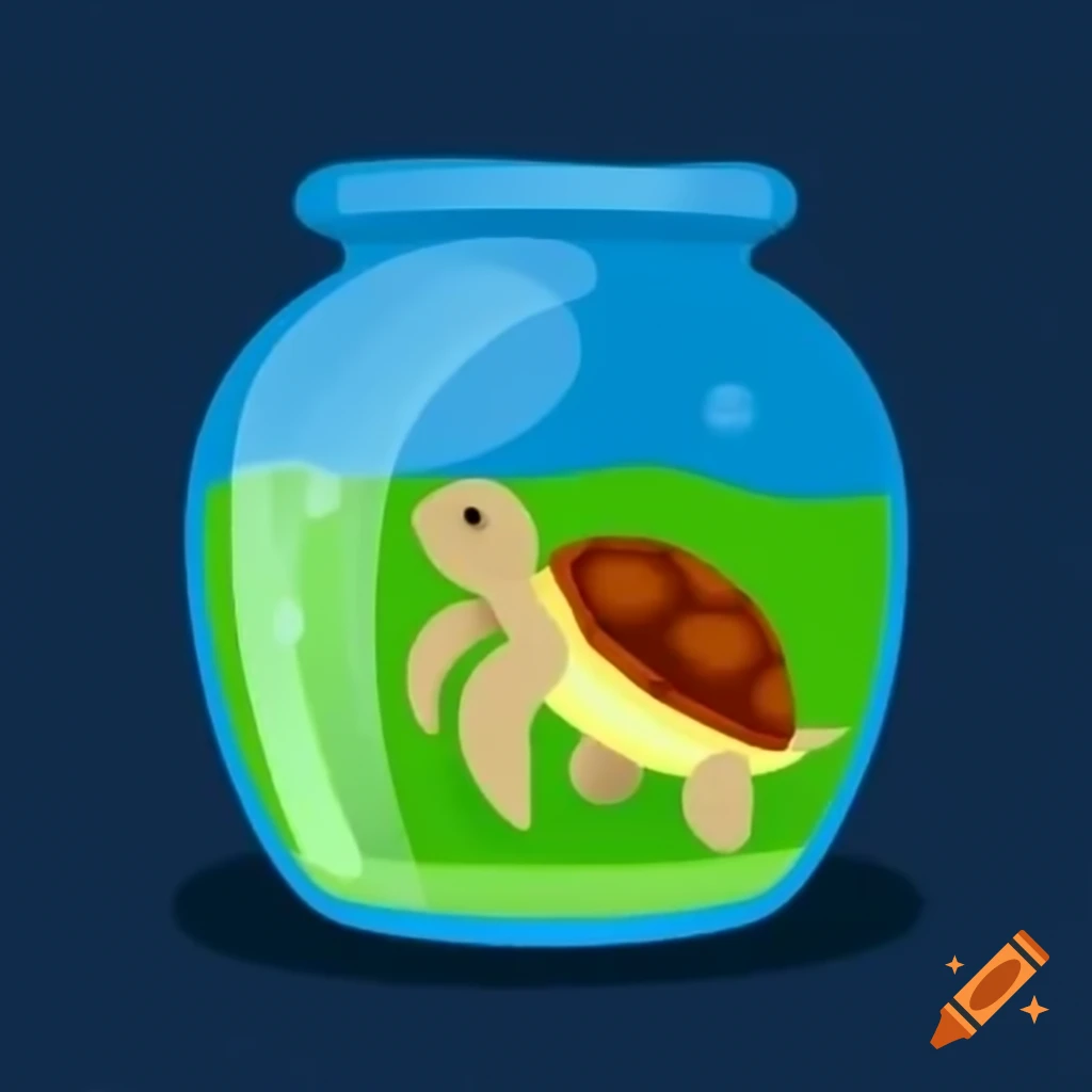 Small turtle in glass tank surrounded by water splashes