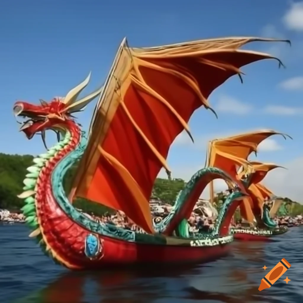 Chinese dragon boat festival celebration with colorful boats and festive atmosphere