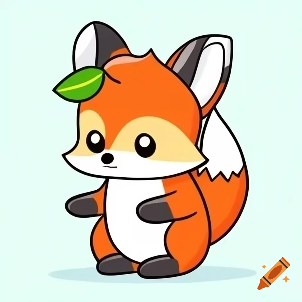 Cute fox wearing a leaf hat