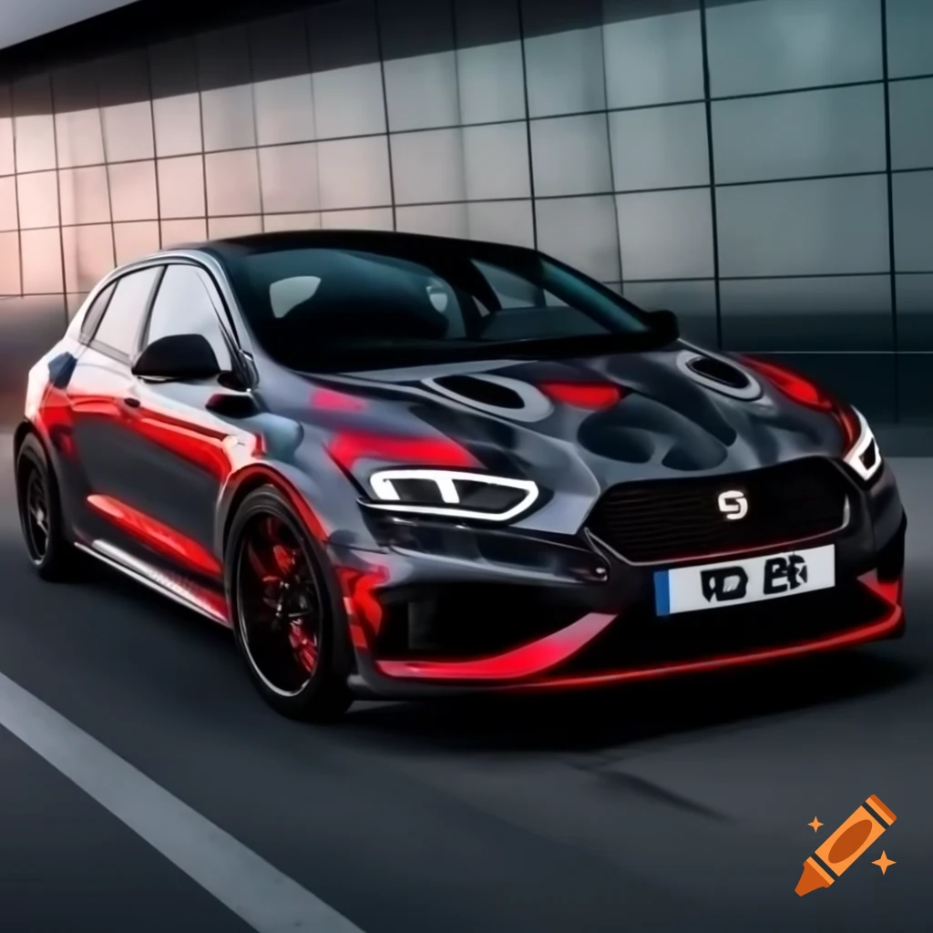 Dark grey Mégane 3 car with black, dark red, and grey camouflage ...