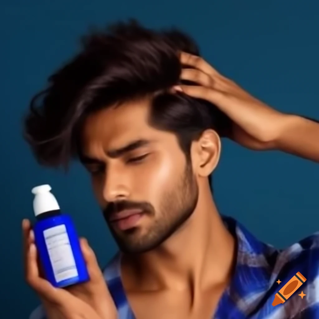 Men holding Ayurvedic hair oil product for stronger, fuller hair