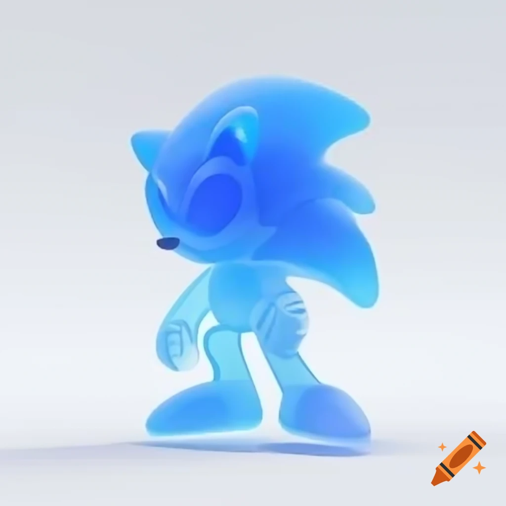 Translucent blue gummy in 3D against white background