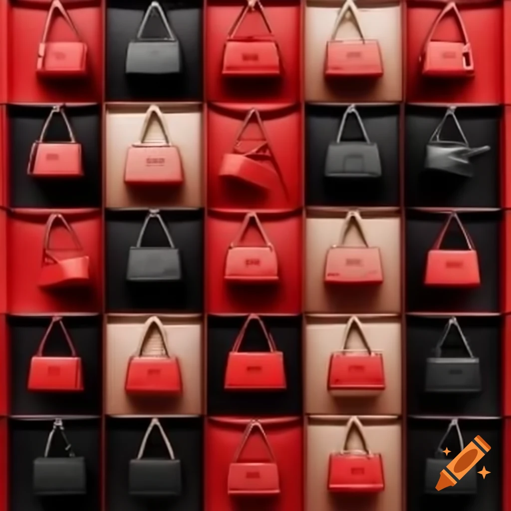 Handbags advertisement featuring red background and company name SACHÉ in black capital letters