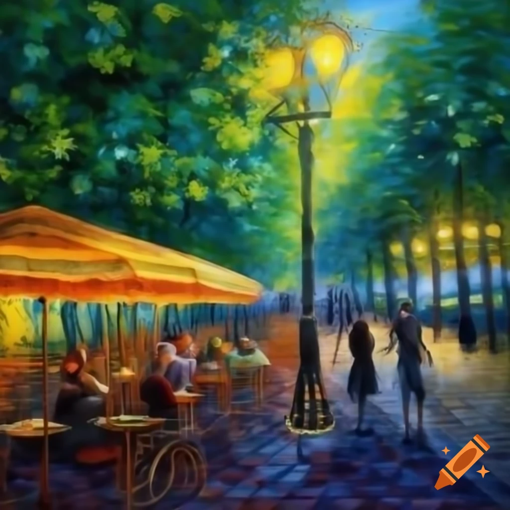 Digital painting in oil simulation inspired by Claude Monet, depicting everyday life