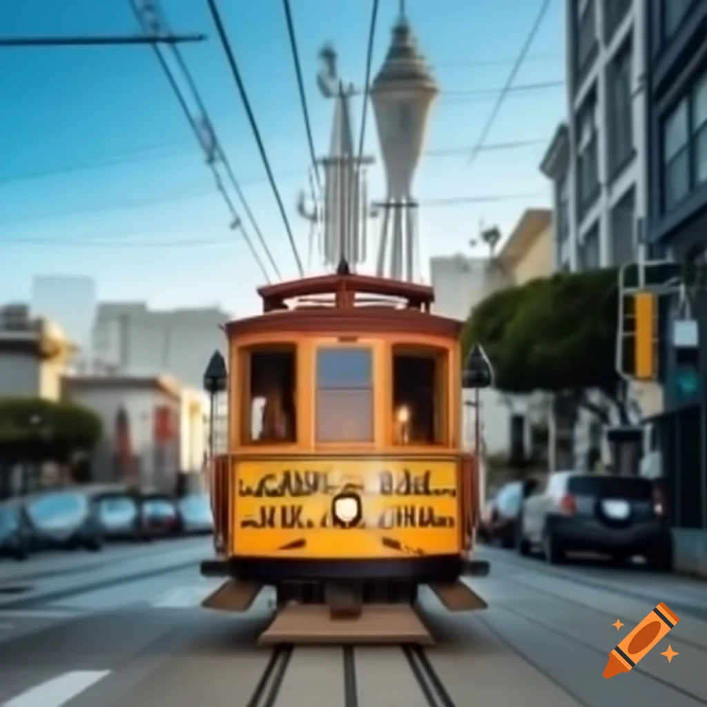 San Francisco cable car system in urban setting