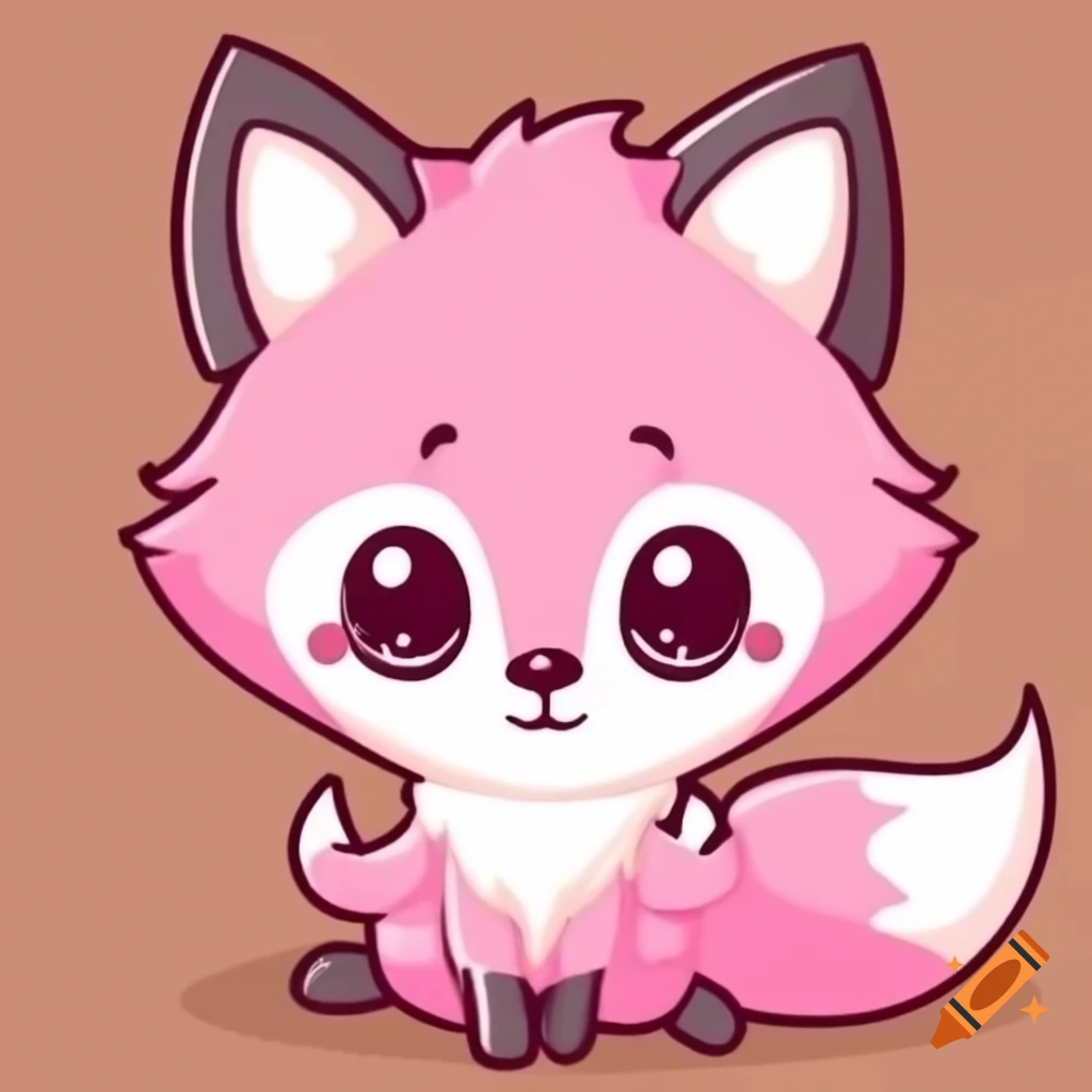 Cute fox with pink fur and adorable eyes