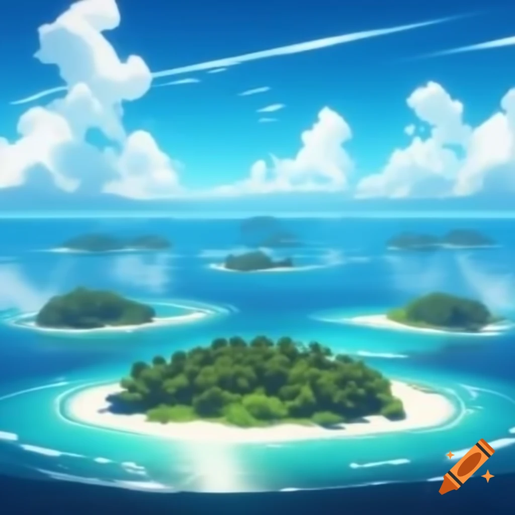 Cinematic digital photograph of tropical islands in turquoise ocean