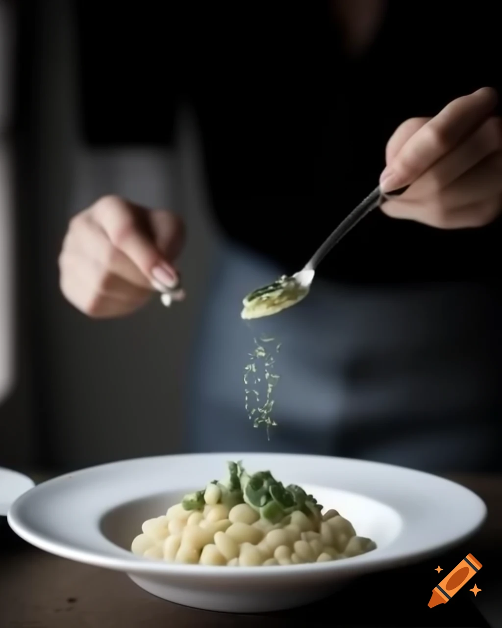 Gourmet risotto with blurred background