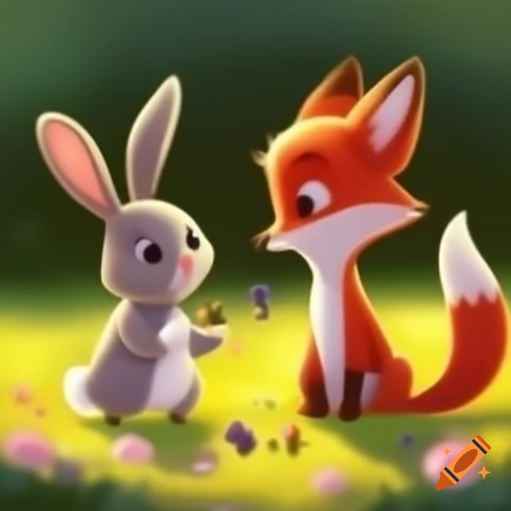 Little rabbit and red fox as best friends on Craiyon