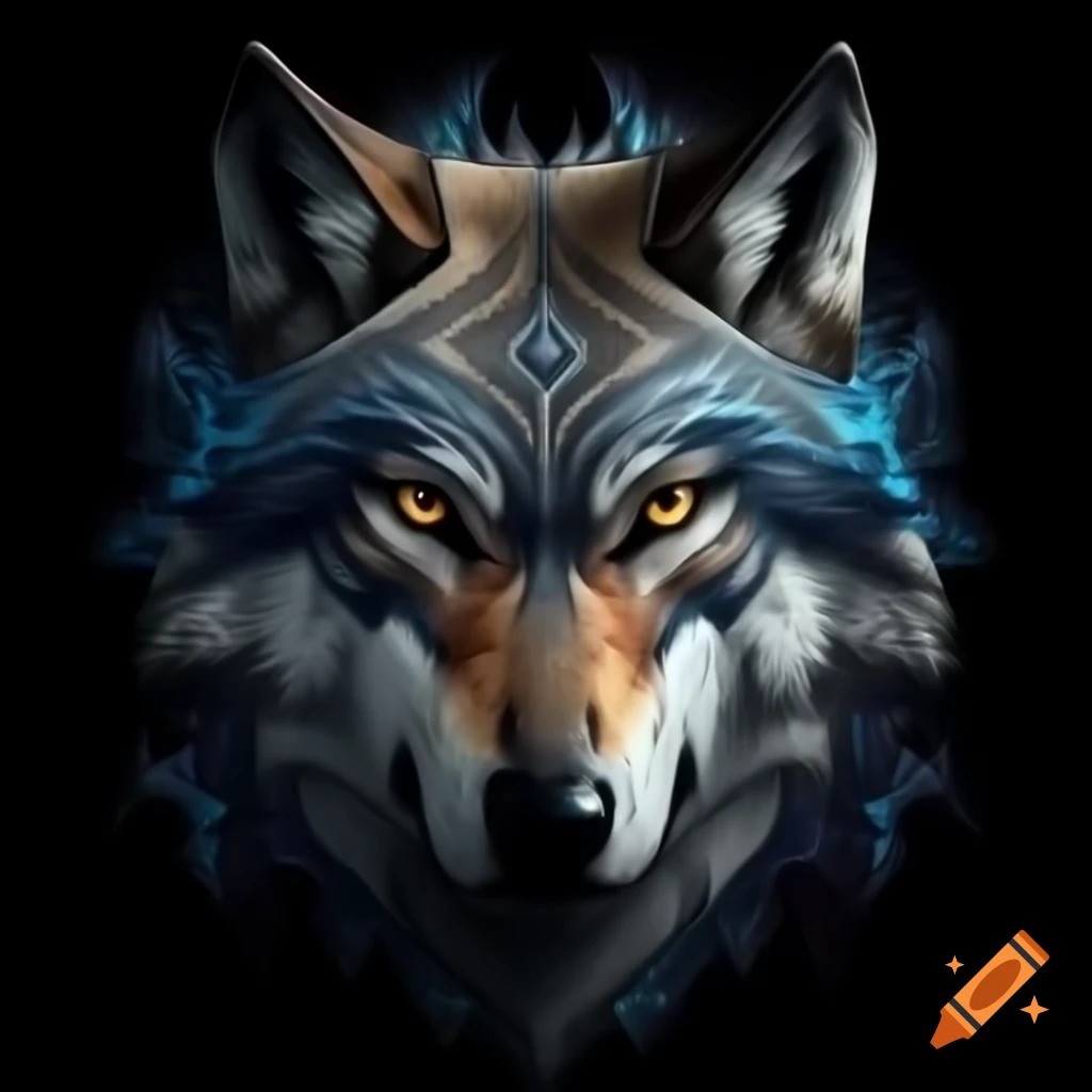 High definition tribal art of a wolf face