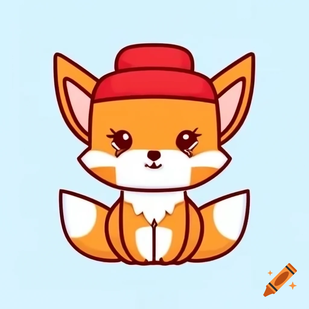 Cute fox wearing a red hat