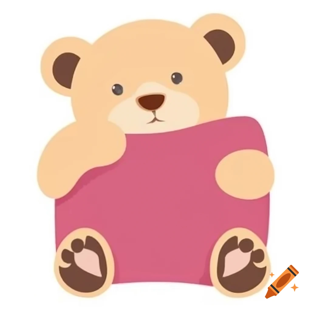 Baby bear in pajamas hugging pillow on white background