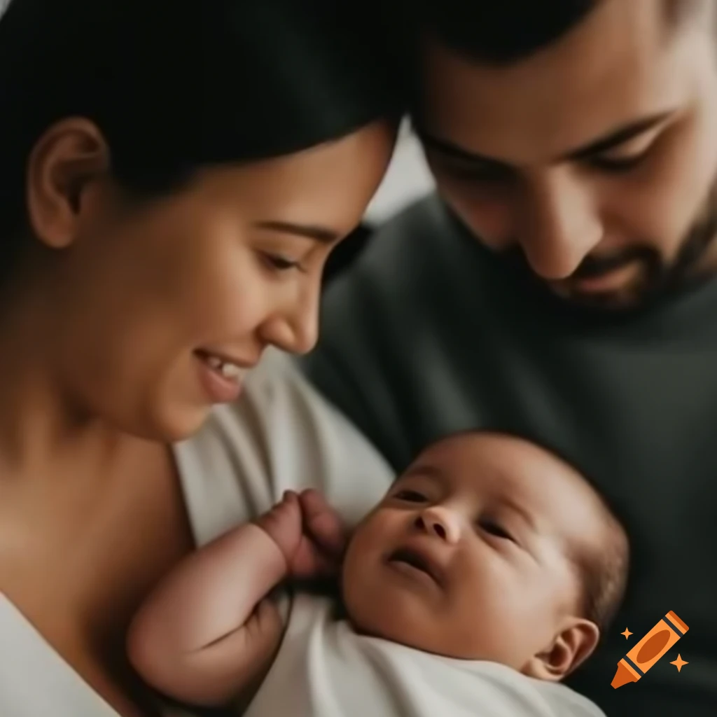 Parents caring for their baby