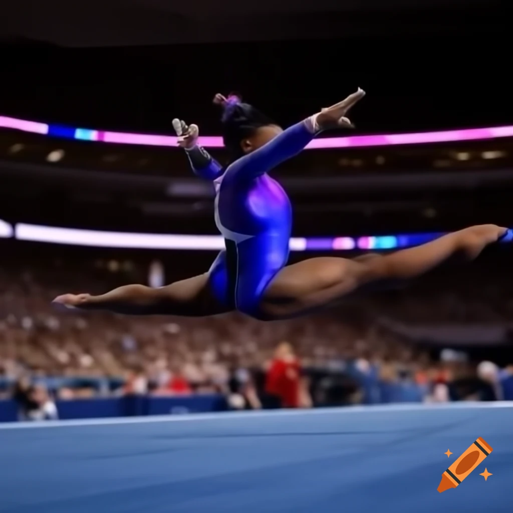 Simone Biles performing acrobatic gymnastics