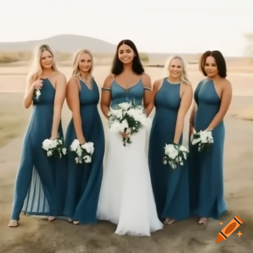 Athletic bridesmaids in sheer dresses at a wedding