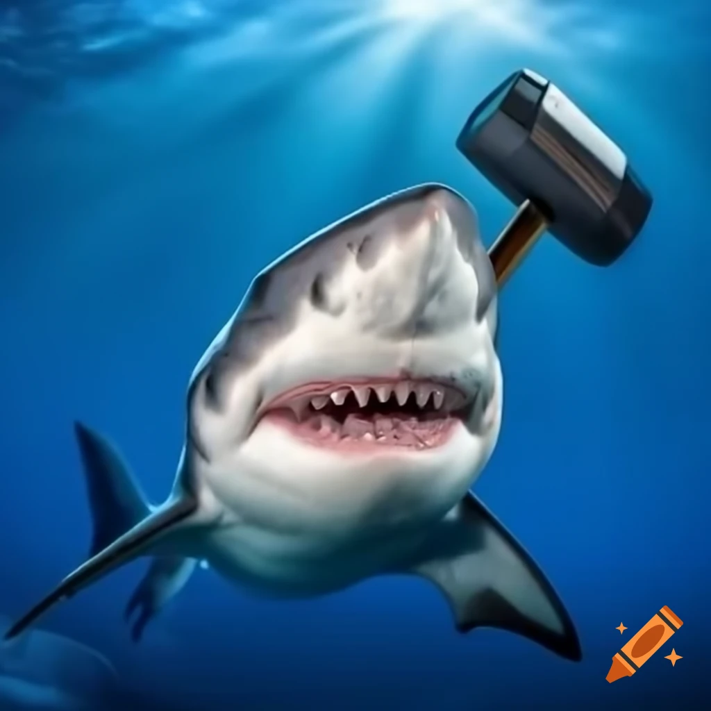 Stylish hammerhead shark swimming in ocean