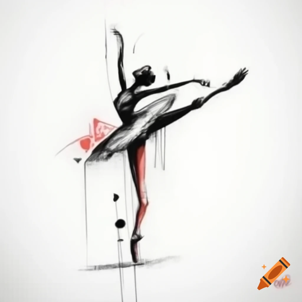 Minimalistic sketch of abstract ballerina in motion with expressive ...