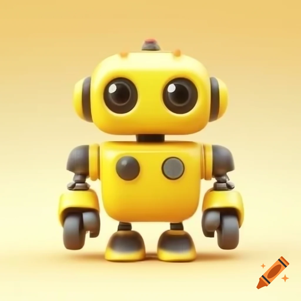 Cute 3D yellow and black logic robot