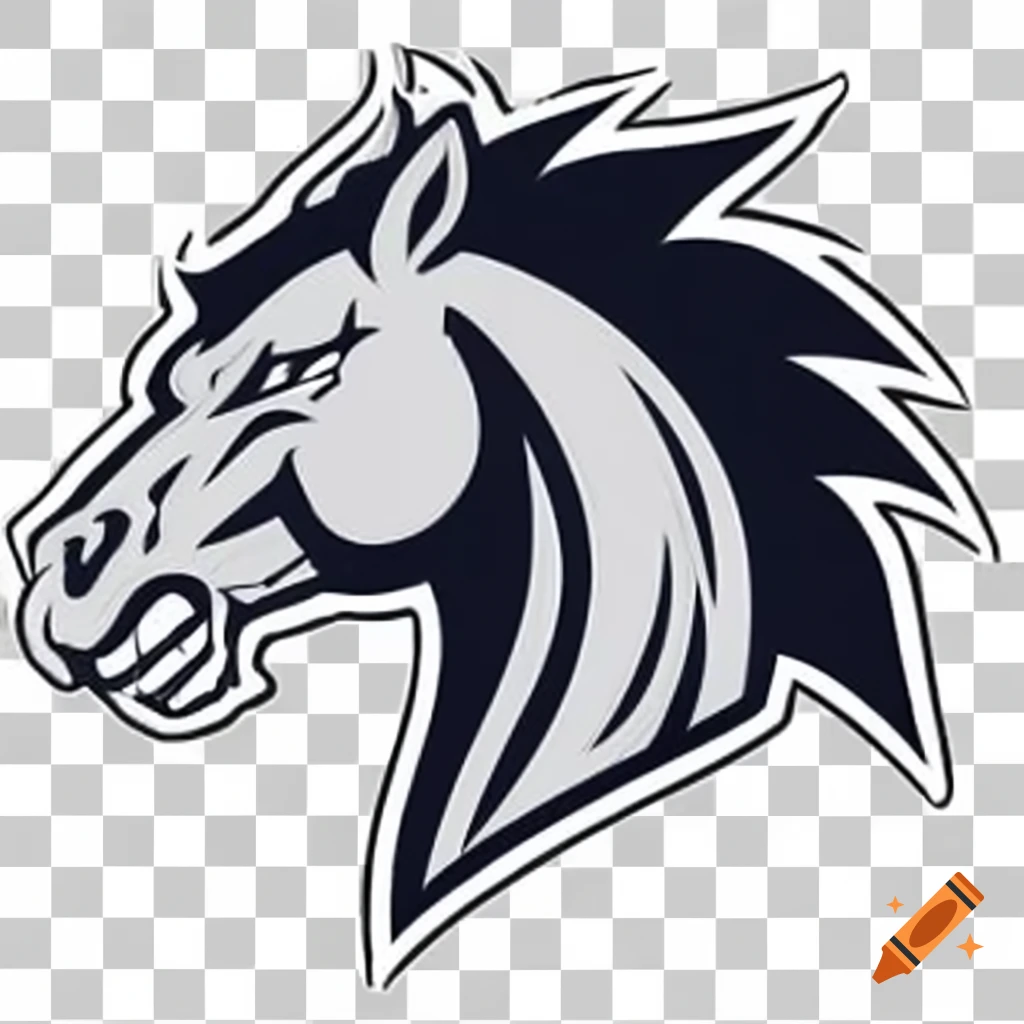 Dynamic college football mascot logo featuring an angry white horse head