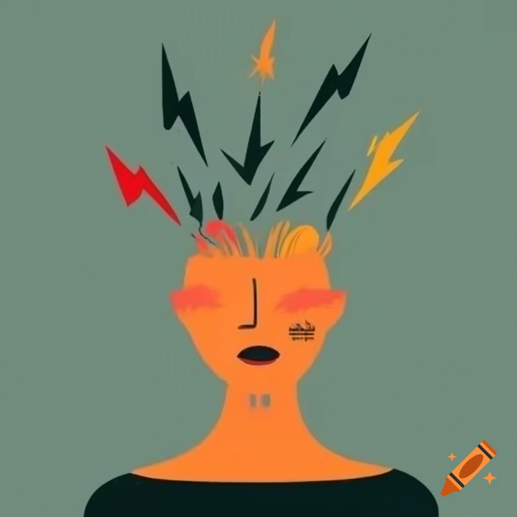 Abstract representation of negative thoughts draining energy