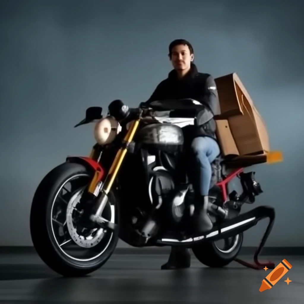 Motorcycle designed for delivery workers with text 'delivery taran'