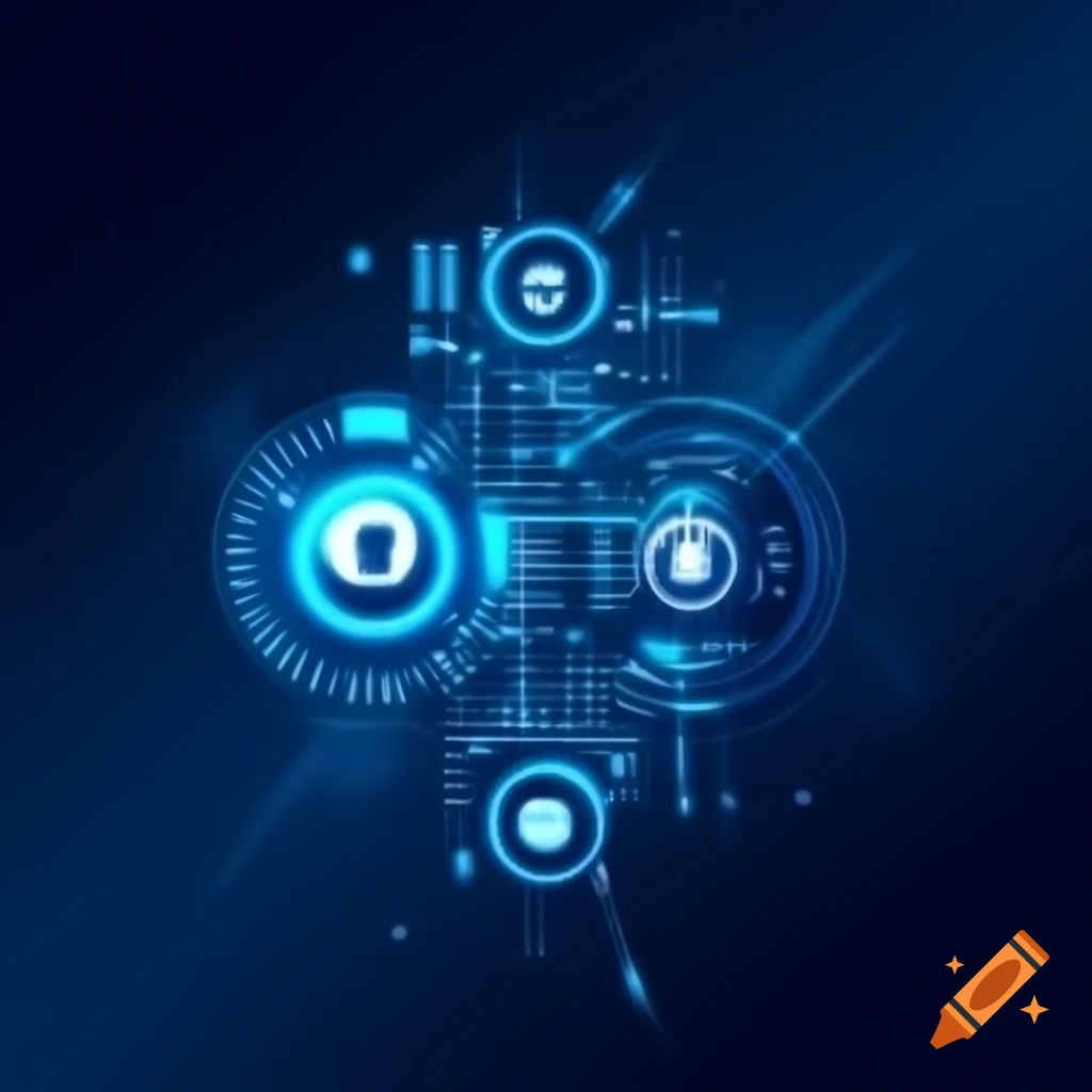 Digital illustration of robotic hand pressing play on creative automation interface