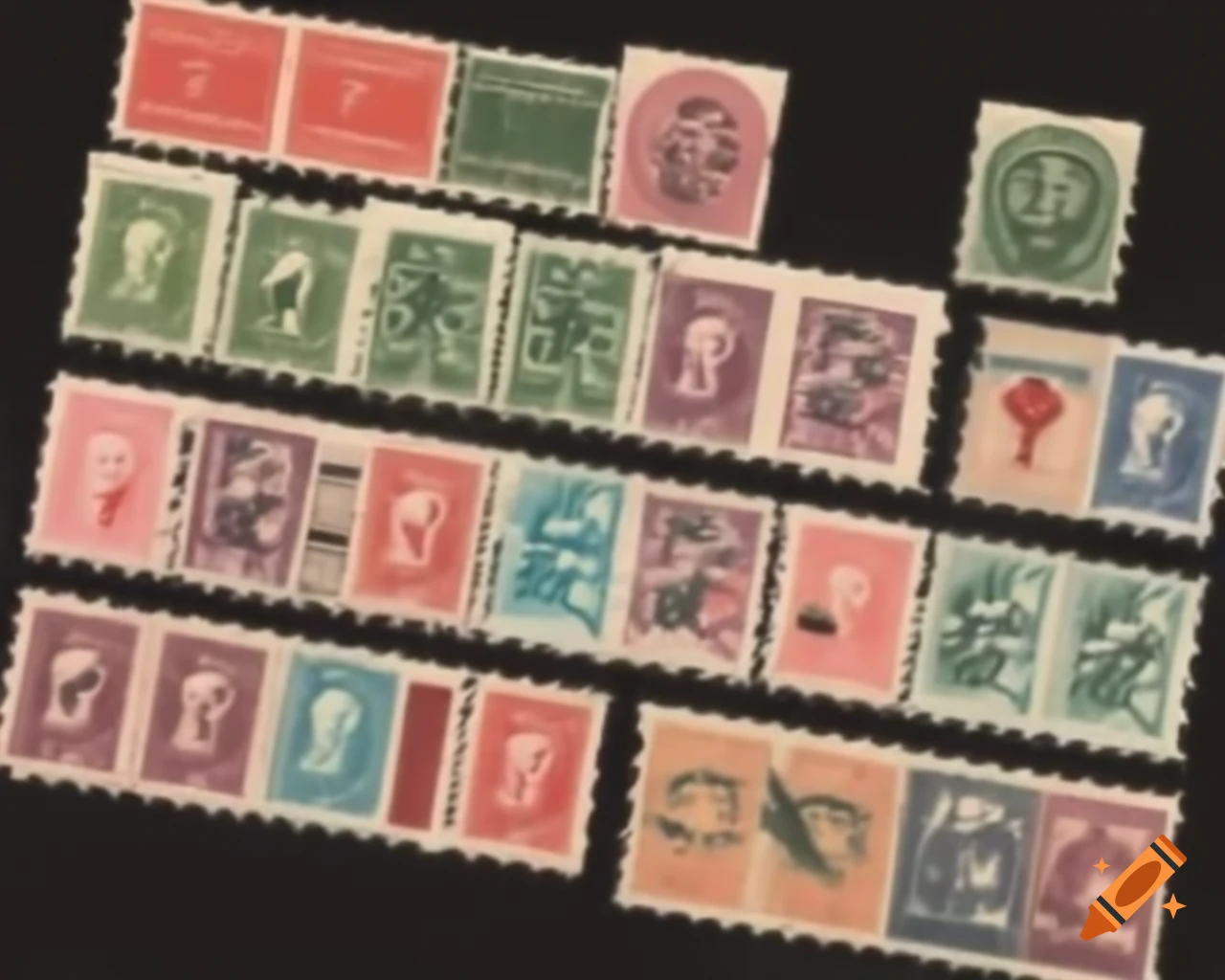 Collection of old Japanese postage stamps