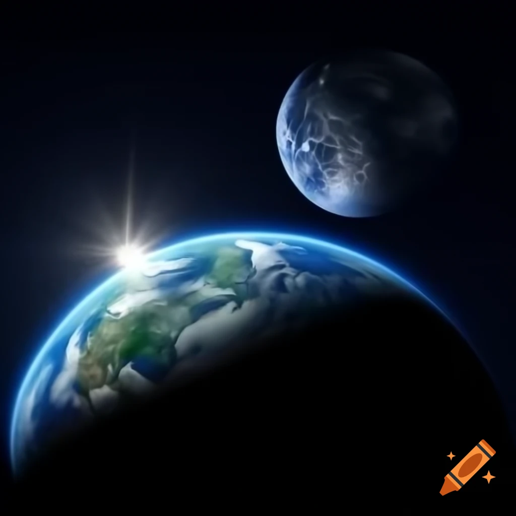 Earth and moon horizon view